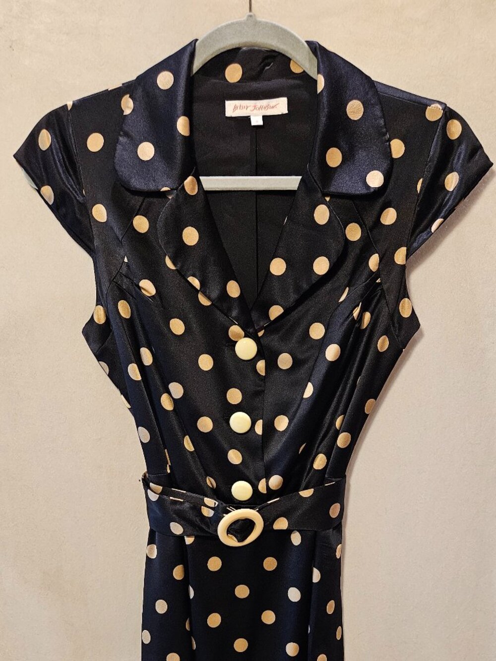 Betsey Johnson 100% silk polka dot midi cocktail dress ✨
